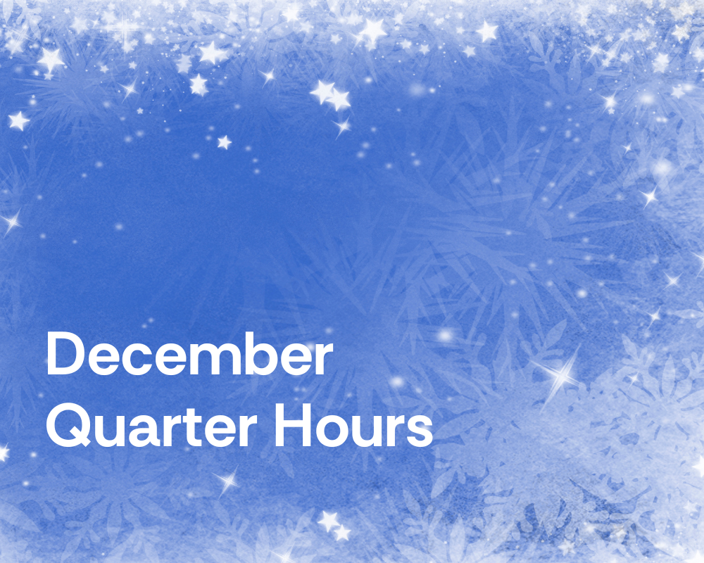 Library hours for December Quarter 12/1 to 12/19